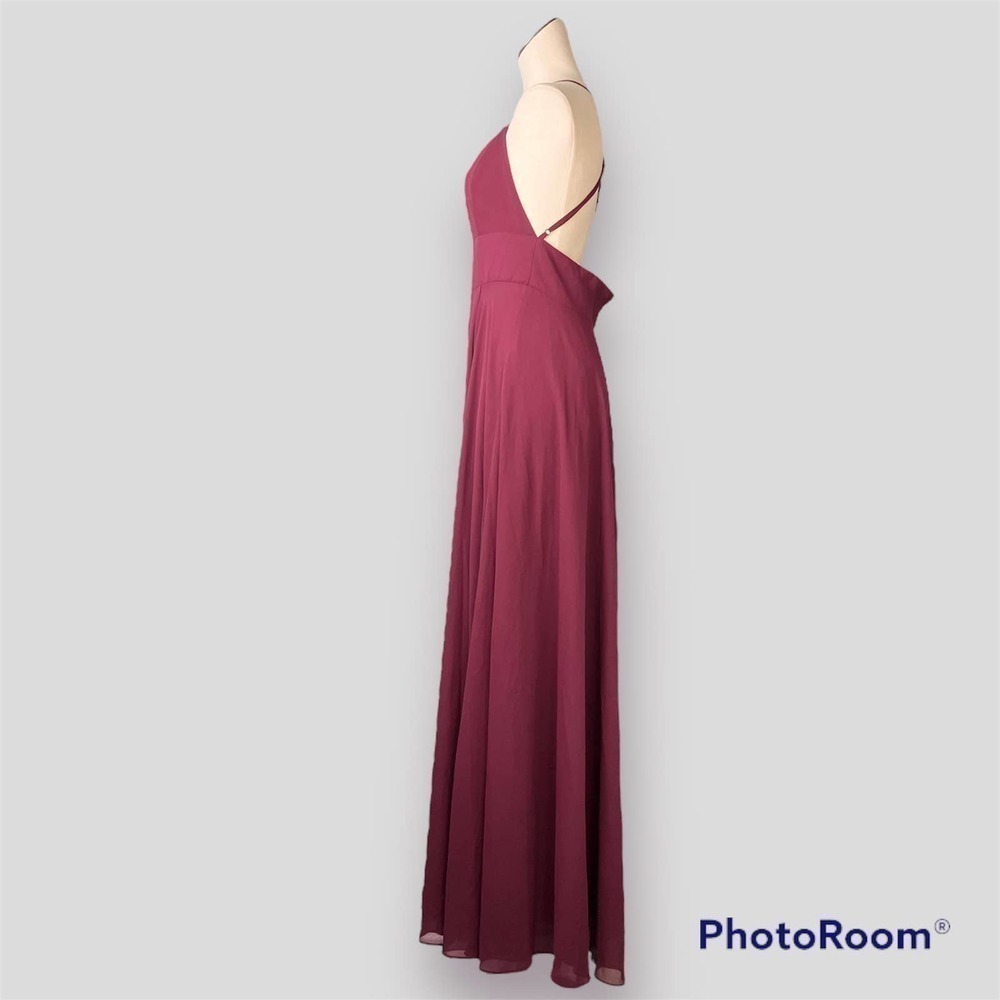 LULUS Dreamy Romance Burgundy Backless Spaghetti Strap Maxi Dress Women's Size L - Picture 12 of 16